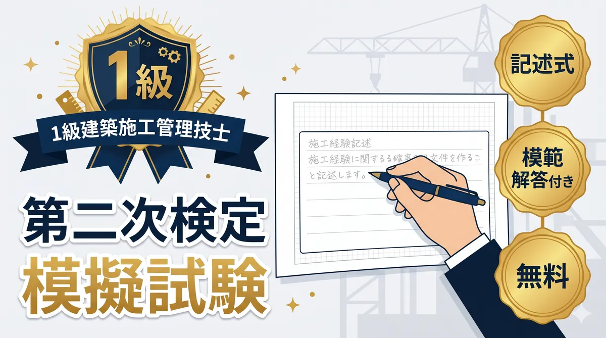 1級建築施工管理技士 第二次検定 模擬試験【無料・記述式・模範解答付き】