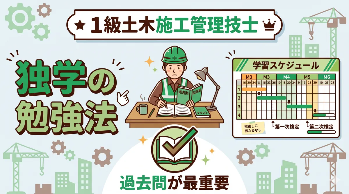1級土木施工管理技士 独学の勉強法・学習スケジュール【合格者の戦略】